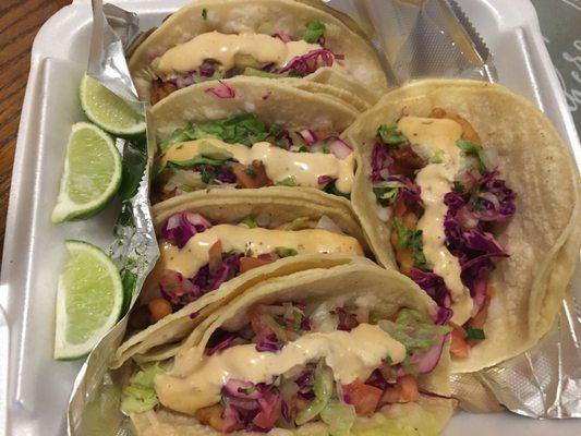 Shrimp tacos--tasty.