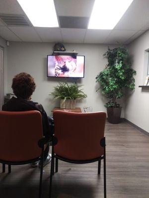 Waiting area facing TV