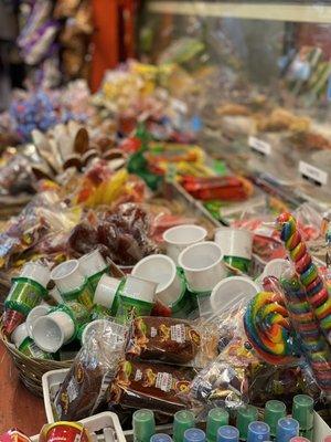 We offer a wide selection of candies.