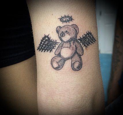 Custom barb wire teddy bear