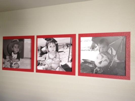 A quick and simple way to accent your hanging black and white photos.  It sets the mood and adds just the right amount of color.