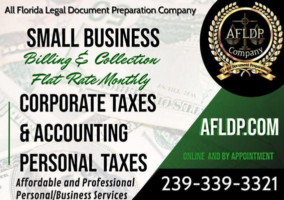 Small Business services , personal tax services.