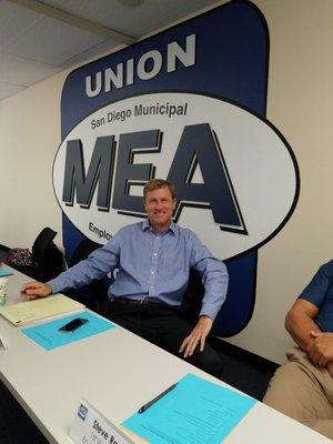 Our GM Mike Zucchet on a break between meeting. In our newly decorated office/board room.