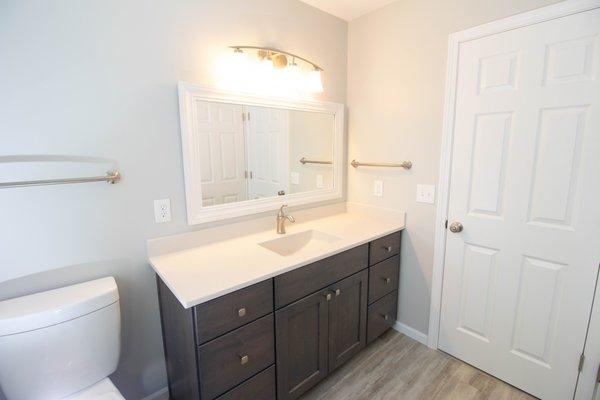 Hallway bathroom remodel new vanity.