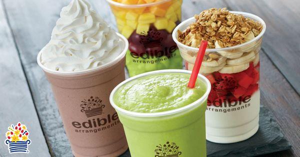 We offer fresh fruit smoothies and shakes made with frozen yogurt.