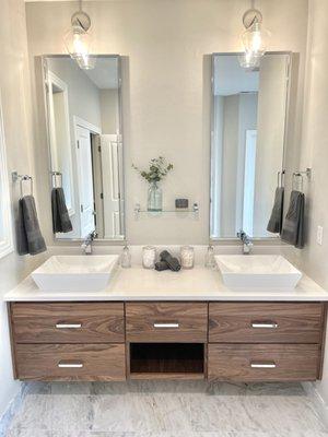 Marble bathroom and custom vanity remodel