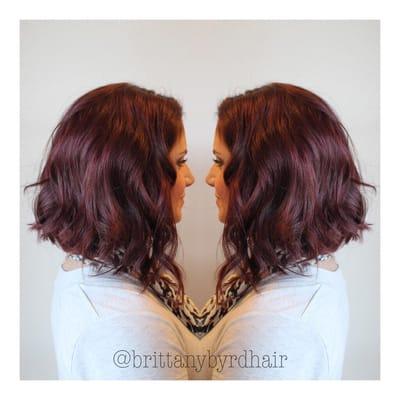 Angled "lob" and color by stylist Brittany Byrd