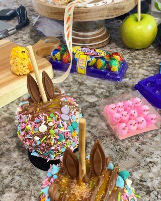 Milk chocolate bunny caramel apples