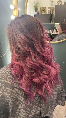 Beautiful magenta hair color in a beautiful lady