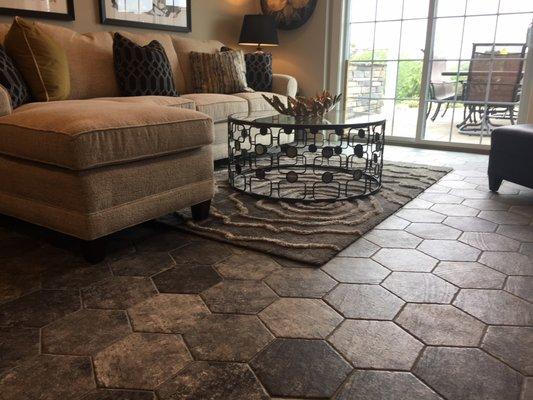 hexagonal tile & stone in the St. Jude Dream Home