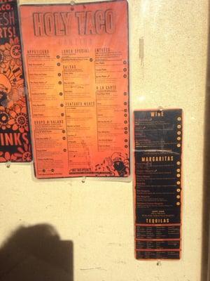 Menu and drink specials