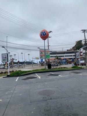 76 gas  station and fun friends on motorcycles.