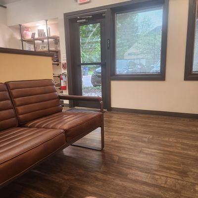 Front entrance to receptionist and patient waiting area.