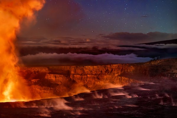 Our volcano is erupting! Photo by Harry Durgin February 1, 2021. Buy it on canvas or aluminum, printed right here in our Pahoa store