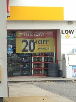 .20 cents off Premium gas EVERY Tuesday!