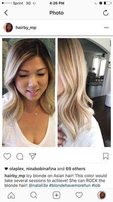 Blonde balayage texture lob