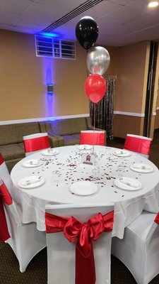 Party Room Decorating.  We setup entire room.  Our Balloons and linen rental.