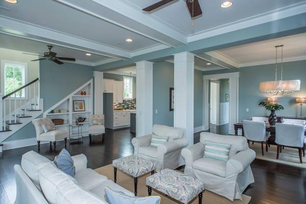 Great Room of Single-Family Residential Architecture (Lake House) in Watermark development in Mt. Pleasant, SC.