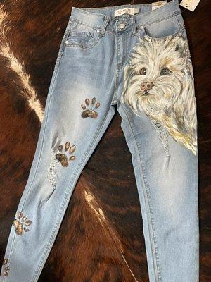 Puppy on jeans