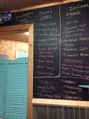 Funnel Cake menu.