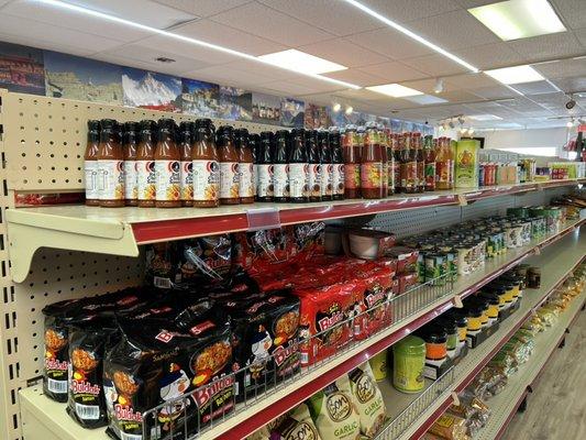 Variety of sauces and noodles