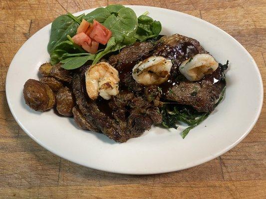 Ribeye and shrimp