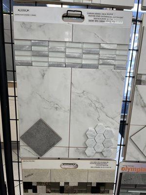 Coordinating wall, floor and accent tile that I liked best