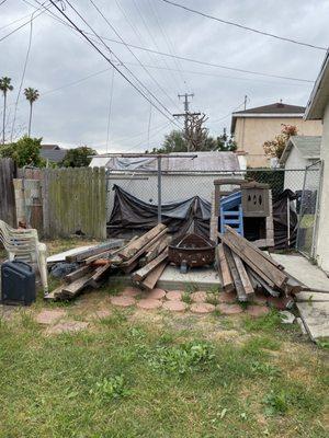 Leftover lumber from fence build.