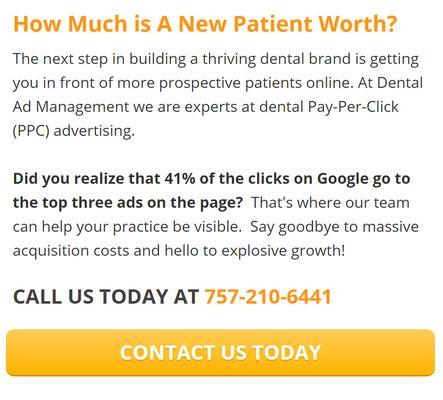 We are experts at Dental Pay-Per-Click (PPC) Advertising. Contact us TODAY!