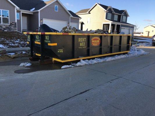 20 yard dumpster rented in Bettendorf, Iowa.