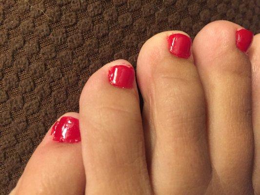 Looks like I need to go back... this is the worst paint job I have ever received from a pedicure.