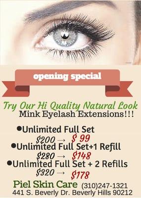 Eyelash extensions promotion special price