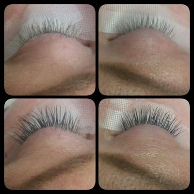 Before and after on a client who used lash curlers