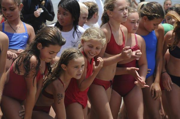 Junior Lifeguards participants get ready for a race!