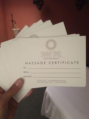 A Massage Certificate is such a unique gift for someone you appreciate.