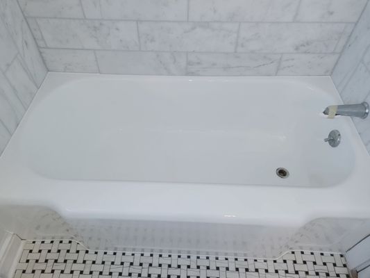 After refinishing - pristine beauty!!!! Also educated on proper care for the tub post refinishing