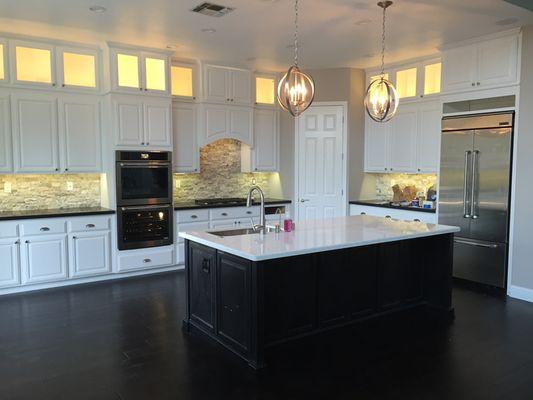 Custom cabinets and lighting