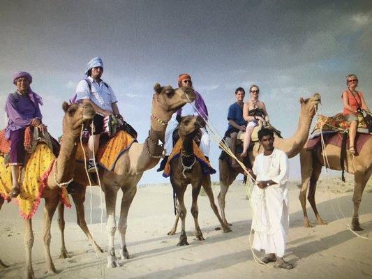 Riding camels in Jaisalmer, India