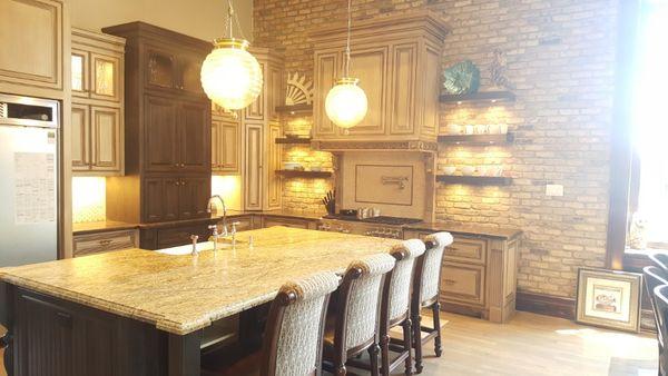 Yellow River Granite (leather finish) Island