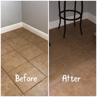 Tile Grout Before and After.