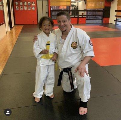 When my son got his yellow belt and his first stripe!