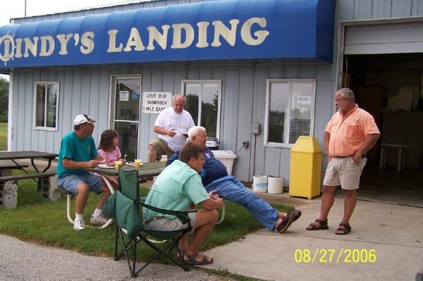 The marina crew at a pancake breakfast