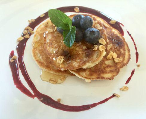 Gluten Free Pancake made with almond flour and organic blueberries