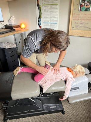 Rex adjusting my 3.5 year old (a very baby adjustment).