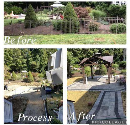 Before and after patio and gazebo.