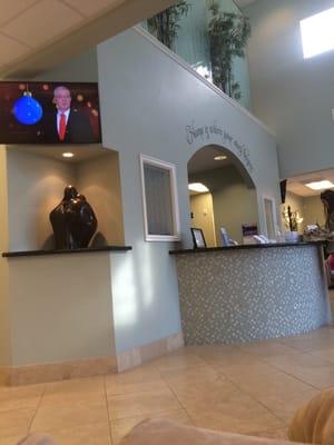 Cute check in desk and waiting room.