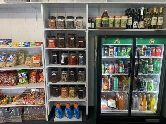 More wine selections, drinks, cheese, chorizo, crack seed (li hing mui), variety of snacks, home supplies