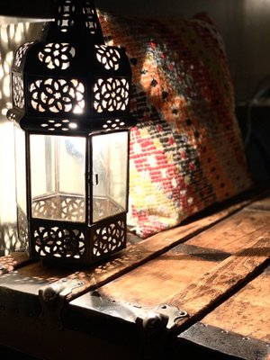 Arabian Nights~ (Rewired Moroccan Lamp) On My Wooden Trunk