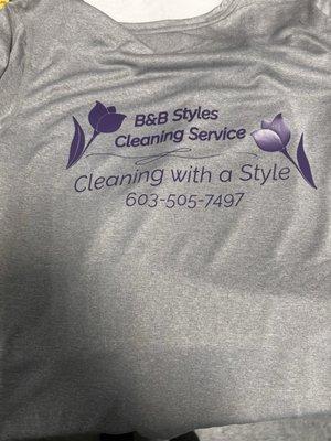 One of the T-Shirts that was customize for My cleaning service.