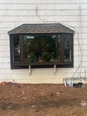 Beautifully replaced Bay Window. R-1300 Series. White/Bronze Triple Pane.